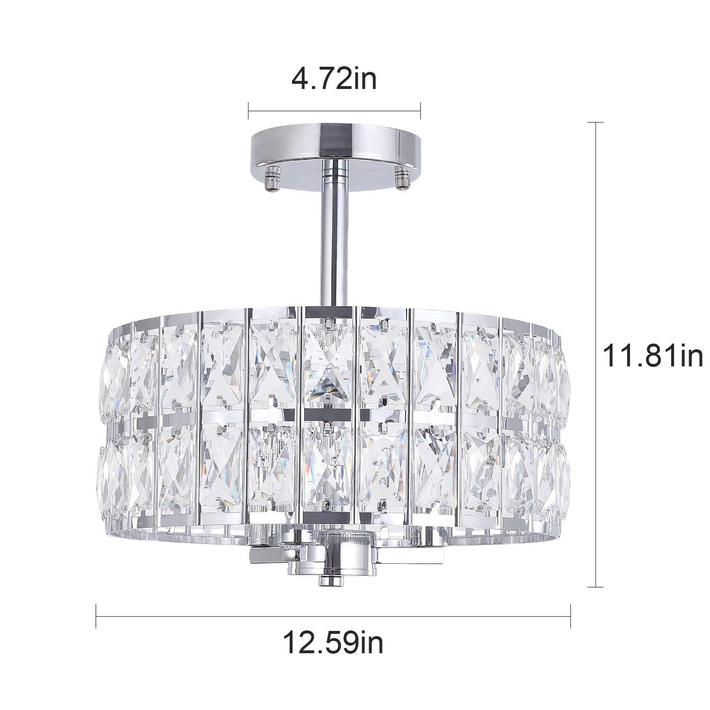 Lampadari semi-incassati in cristallo a 3 luci per soggiorno e corridoio