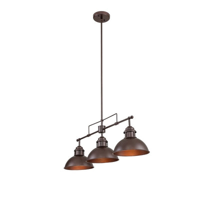 Lampada a sospensione lineare a cupola in metallo retrò da fattoria a 3 luci/luci per isola cucina
