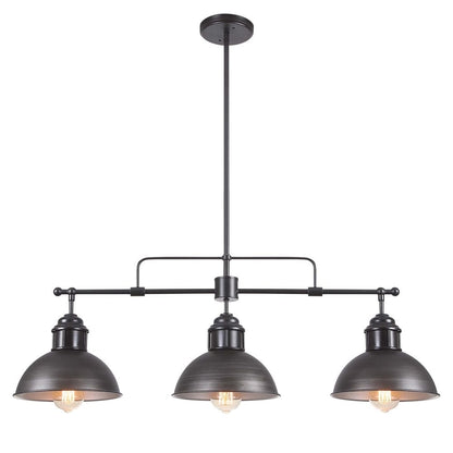 Lampada a sospensione lineare a cupola in metallo retrò da fattoria a 3 luci/luci per isola cucina