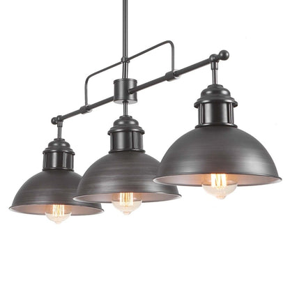 Lampada a sospensione lineare a cupola in metallo retrò da fattoria a 3 luci/luci per isola cucina