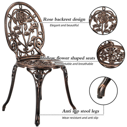 Set di 3 rose da esterno in alluminio per patio con tavolo