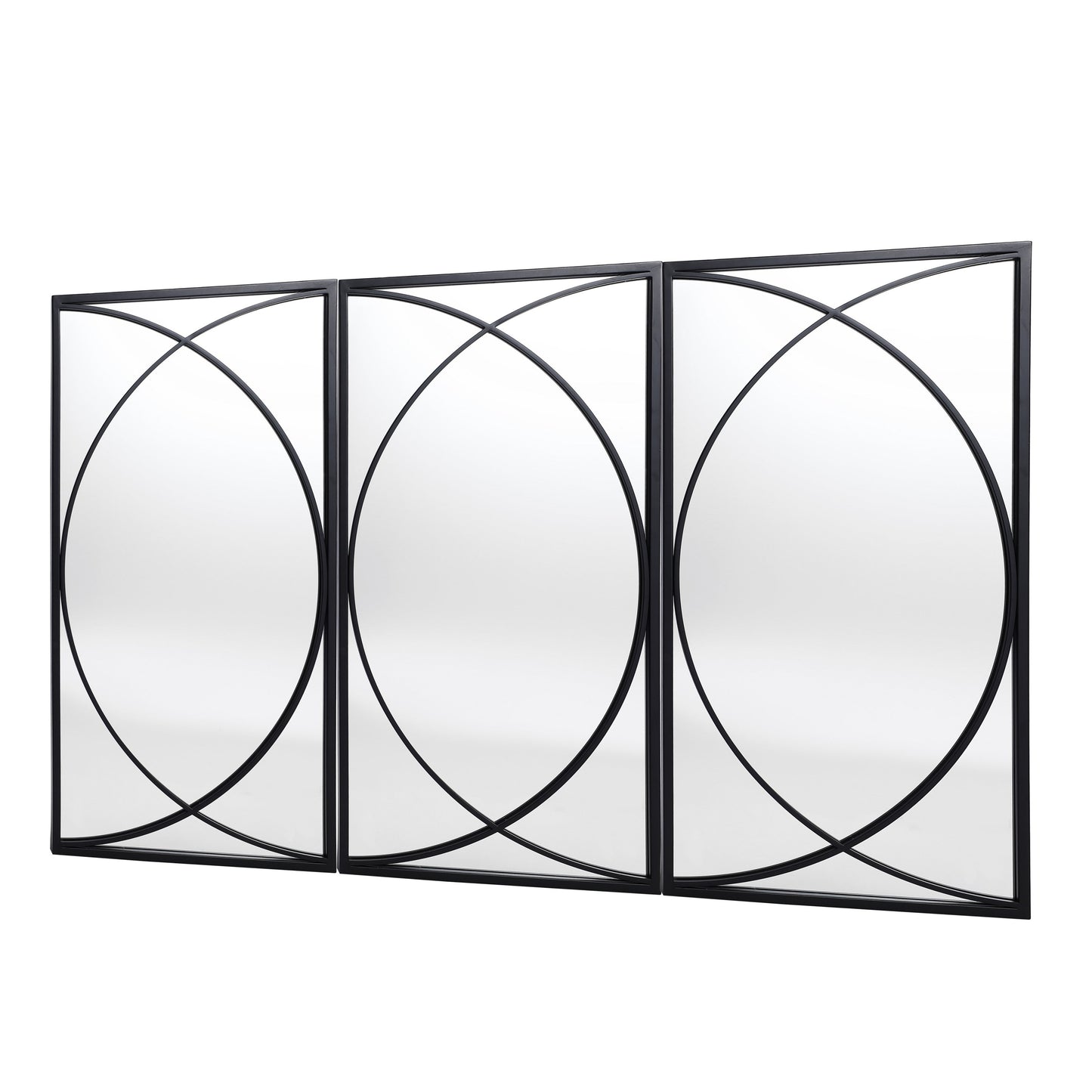 Set di 3 specchi da parete rettangolari in metallo nero - 31,9 A x 15,75 L x 0,75 P