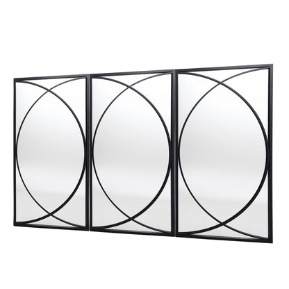 Set di 3 specchi da parete rettangolari in metallo nero - 31,9 A x 15,75 L x 0,75 P