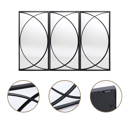 Set di 3 specchi da parete rettangolari in metallo nero - 31,9 A x 15,75 L x 0,75 P
