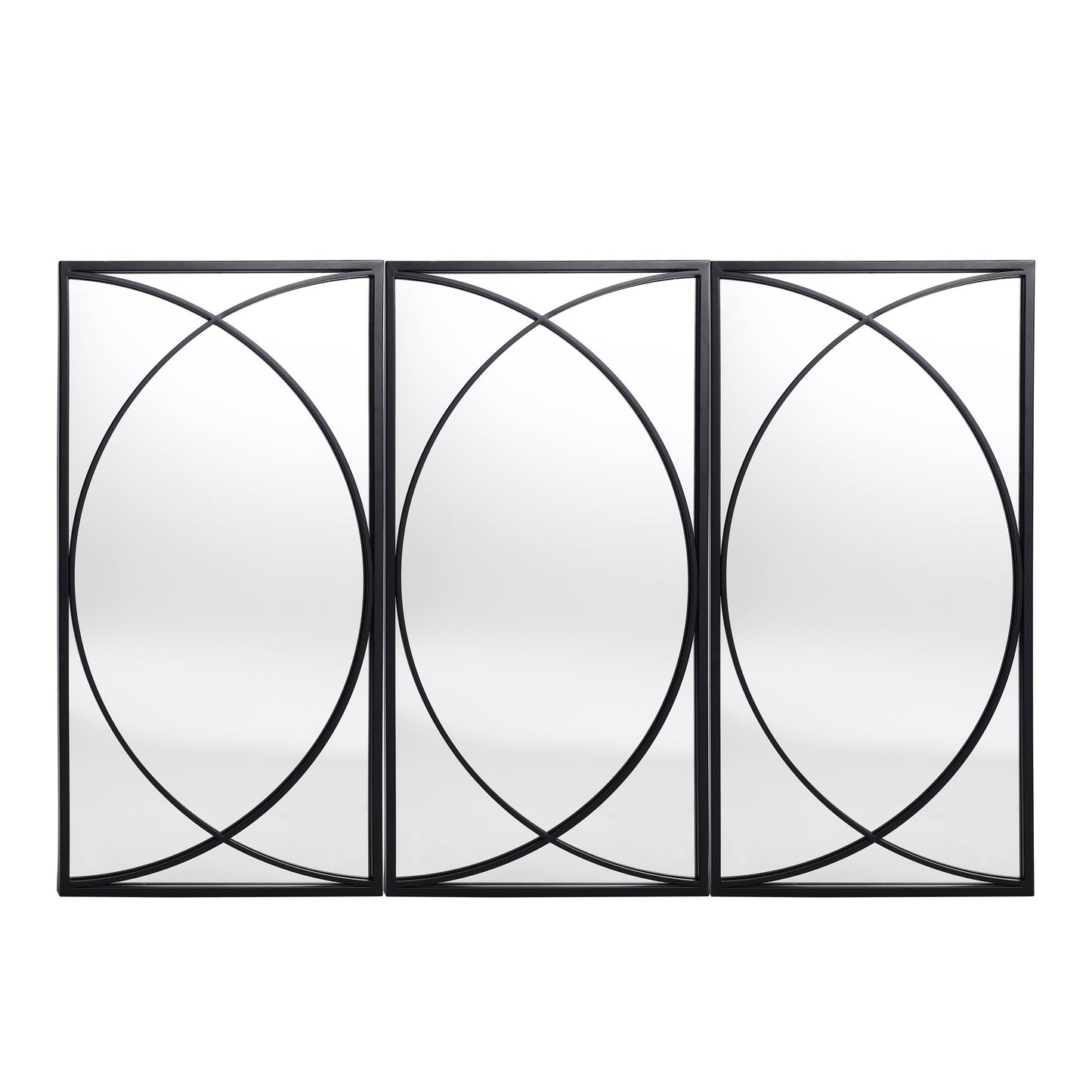 Set di 3 specchi da parete rettangolari in metallo nero - 31,9 A x 15,75 L x 0,75 P