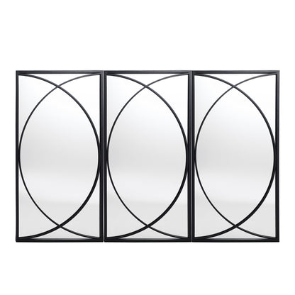 Set di 3 specchi da parete rettangolari in metallo nero - 31,9 A x 15,75 L x 0,75 P