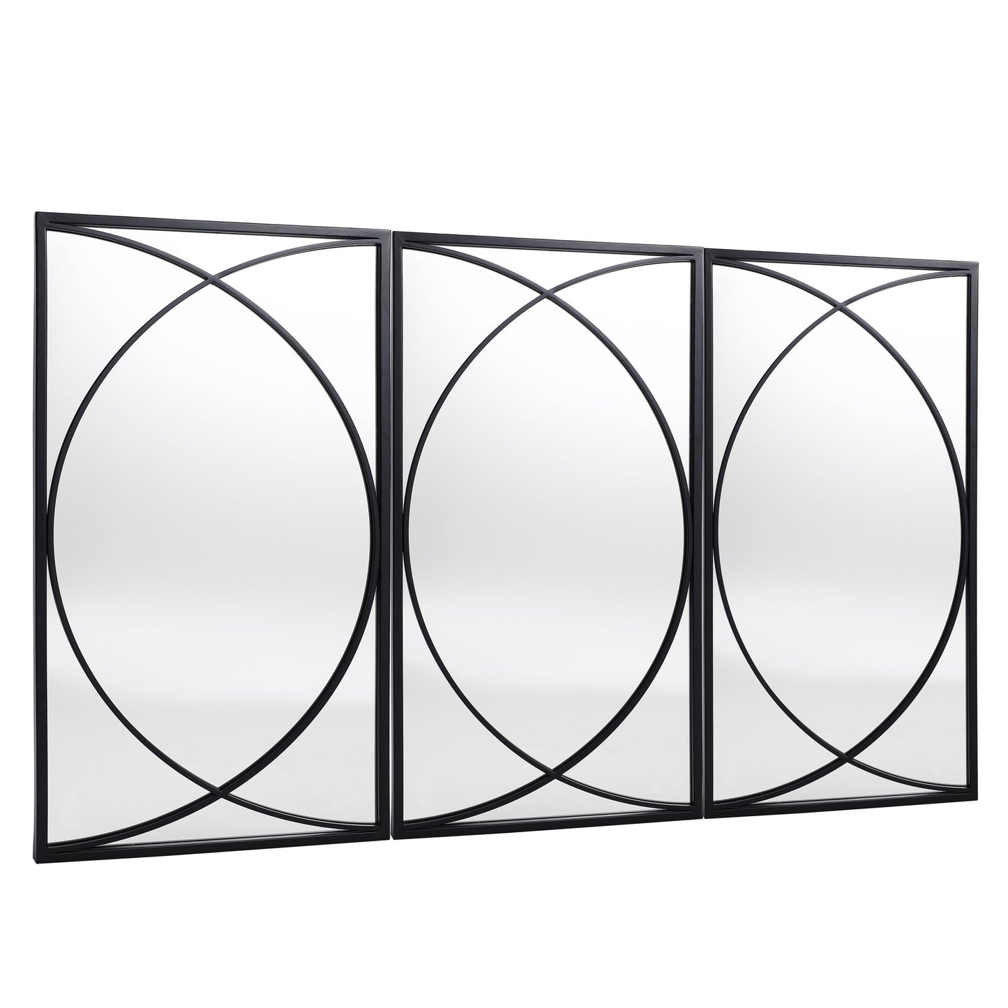 Set di 3 specchi da parete rettangolari in metallo nero - 31,9 A x 15,75 L x 0,75 P