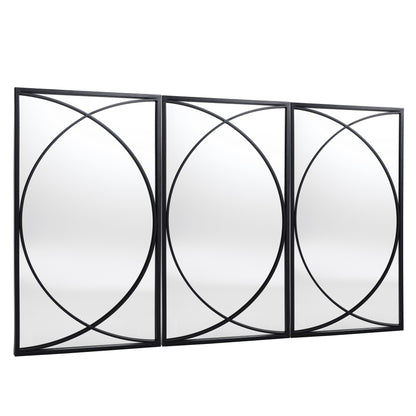 Set di 3 specchi da parete rettangolari in metallo nero - 31,9 A x 15,75 L x 0,75 P