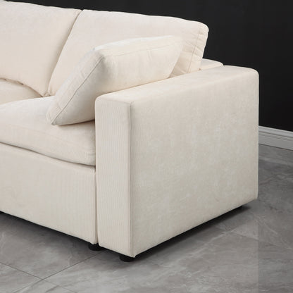 Set di divani componibili modulari in ciniglia da 3 pezzi con poltrone senza braccioli e angolari