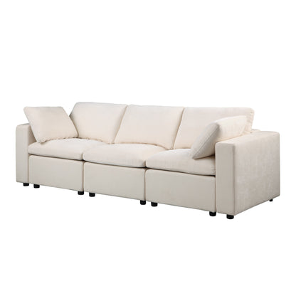 Set di divani componibili modulari in ciniglia da 3 pezzi con poltrone senza braccioli e angolari