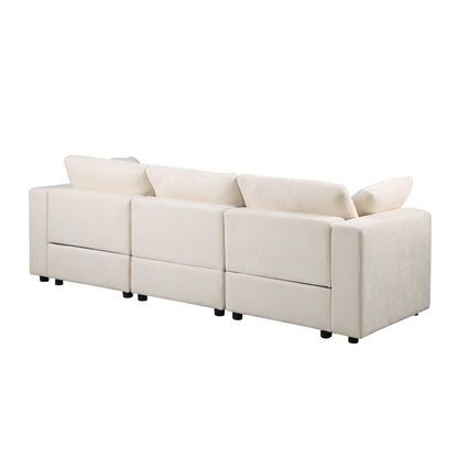 Set di divani componibili modulari in ciniglia da 3 pezzi con poltrone senza braccioli e angolari