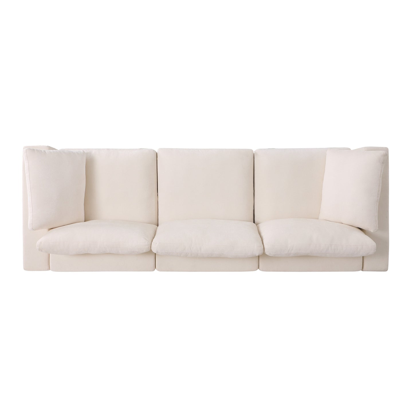 Set di divani componibili modulari in ciniglia da 3 pezzi con poltrone senza braccioli e angolari