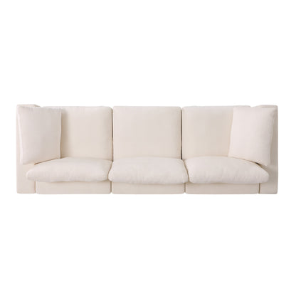 Set di divani componibili modulari in ciniglia da 3 pezzi con poltrone senza braccioli e angolari