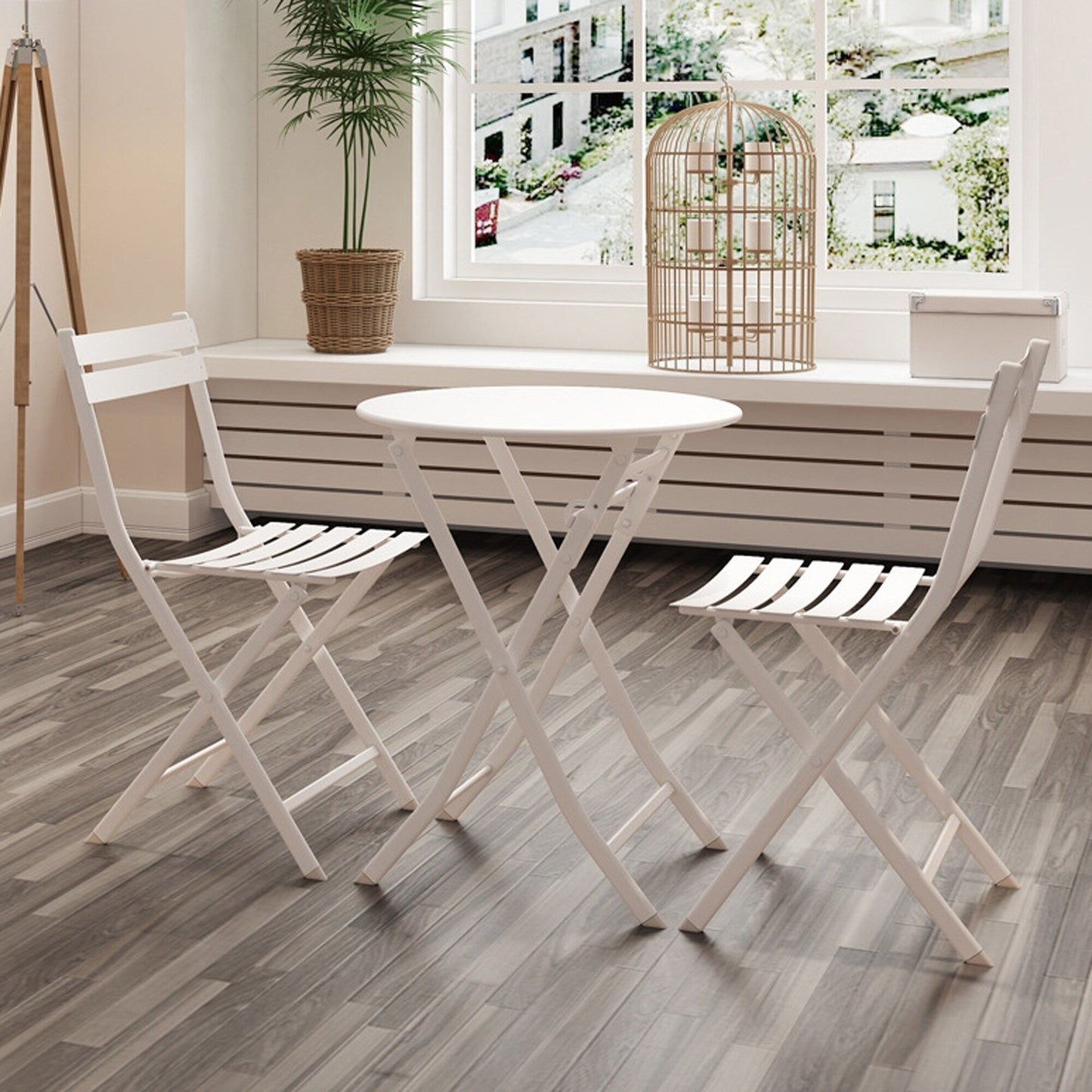 Set da bistrot da patio minimalista da 3 pezzi con tavolo rotondo pieghevole e sedie - 3-Piece-Patio-Bistro-Set
