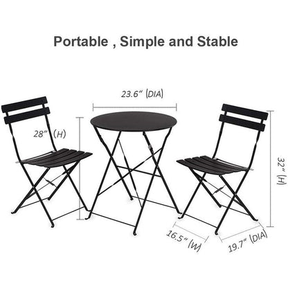 Set da bistrot per patio in acciaio di alta qualità da 3 pezzi Clihome Outdoor
