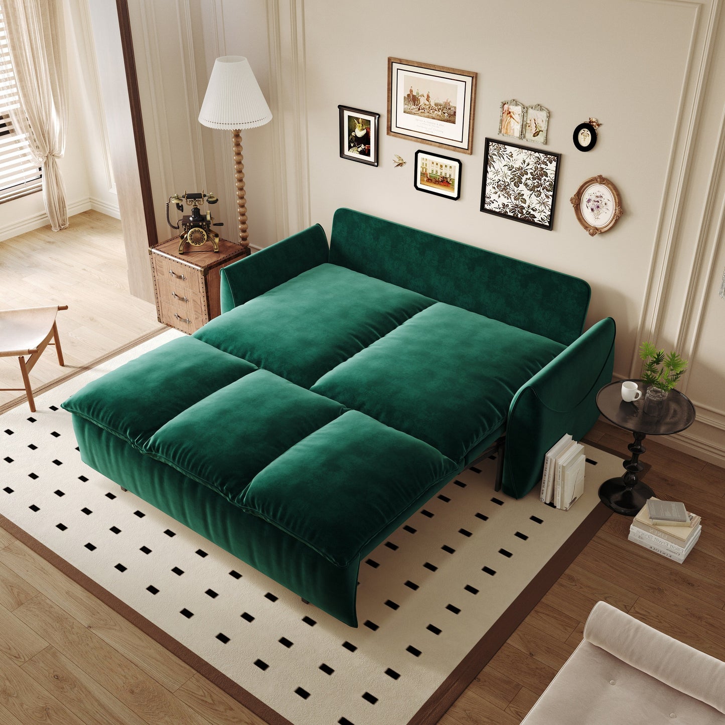 Divano letto trasformabile a 3 posti con set 2 in 1 di cuscini e coperte