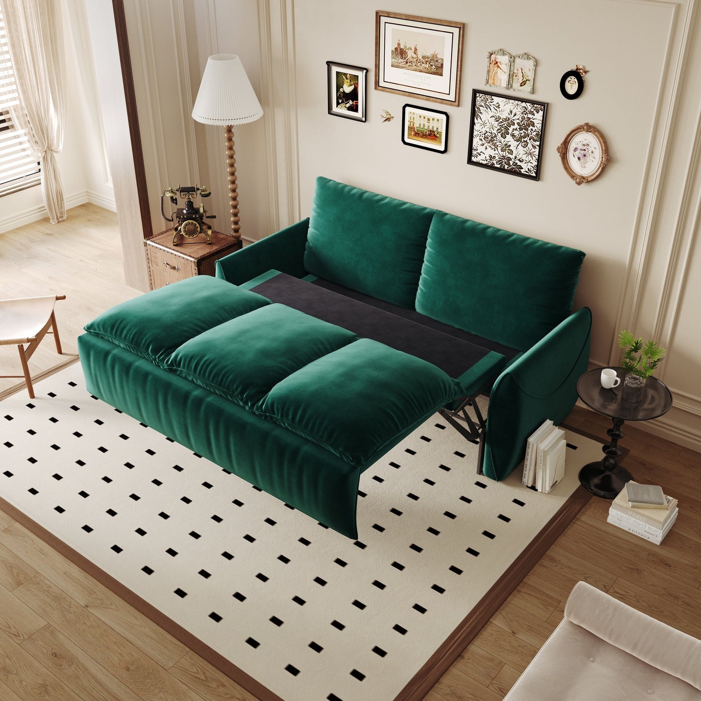 Divano letto trasformabile a 3 posti con set 2 in 1 di cuscini e coperte
