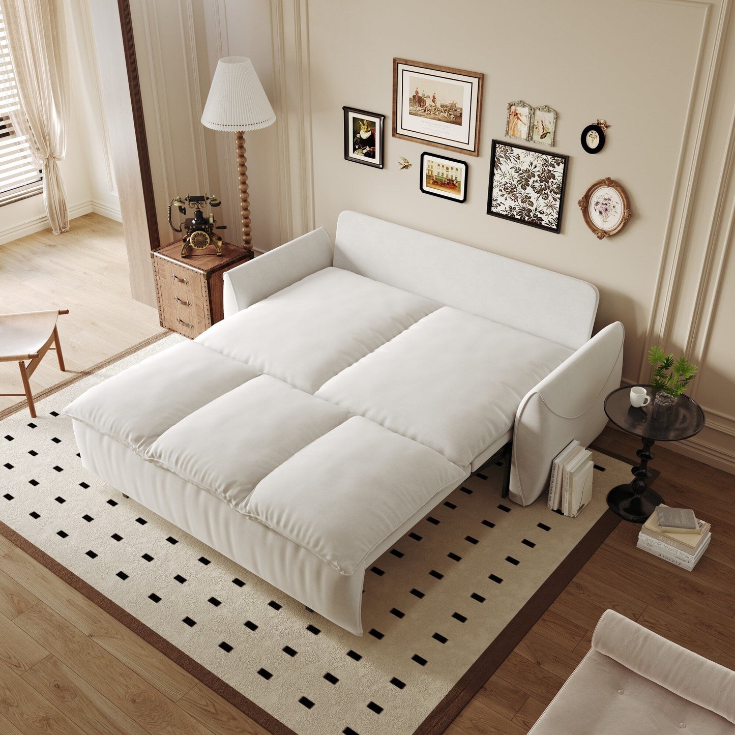Divano letto trasformabile a 3 posti con set 2 in 1 di cuscini e coperte