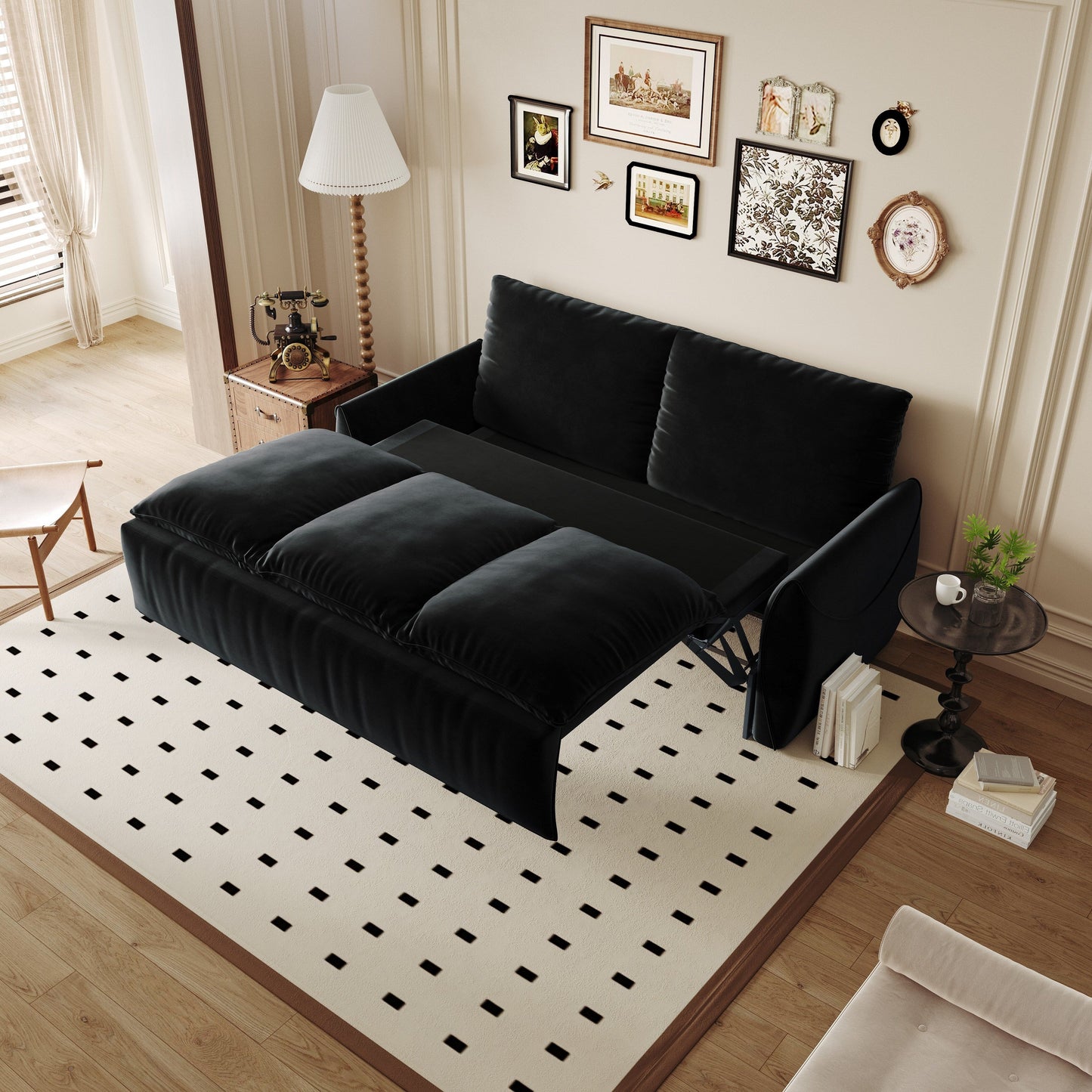 Divano letto trasformabile a 3 posti con set 2 in 1 di cuscini e coperte