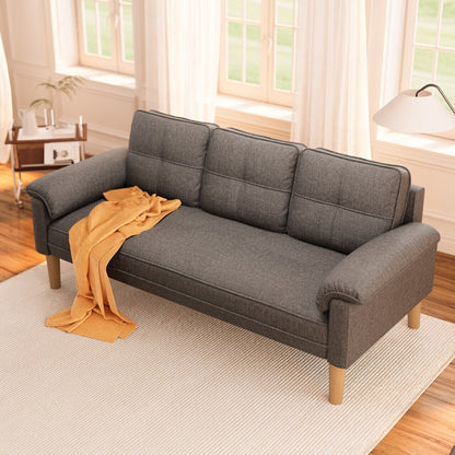 Divano moderno imbottito a 3 posti, divano trasformabile, divano letto con robuste gambe in legno per soggiorno