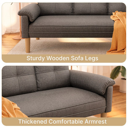 Divano moderno imbottito a 3 posti, divano trasformabile, divano letto con robuste gambe in legno per soggiorno