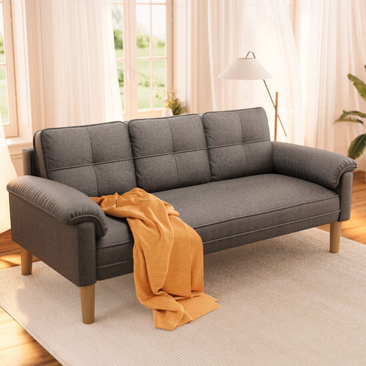 Divano moderno imbottito a 3 posti, divano trasformabile, divano letto con robuste gambe in legno per soggiorno