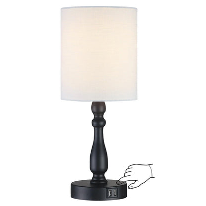 Lampada da tavolo piccola con controllo touch dimmerabile a 3 vie e 2 porte USB, acciaio spazzolato