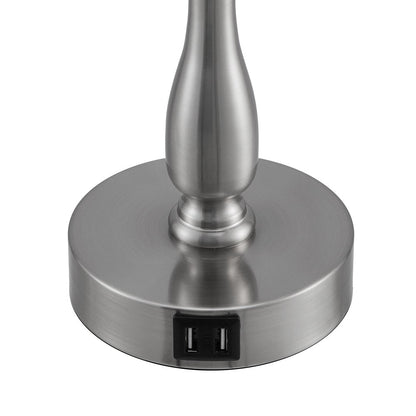Lampada da tavolo piccola con controllo touch dimmerabile a 3 vie e 2 porte USB, acciaio spazzolato