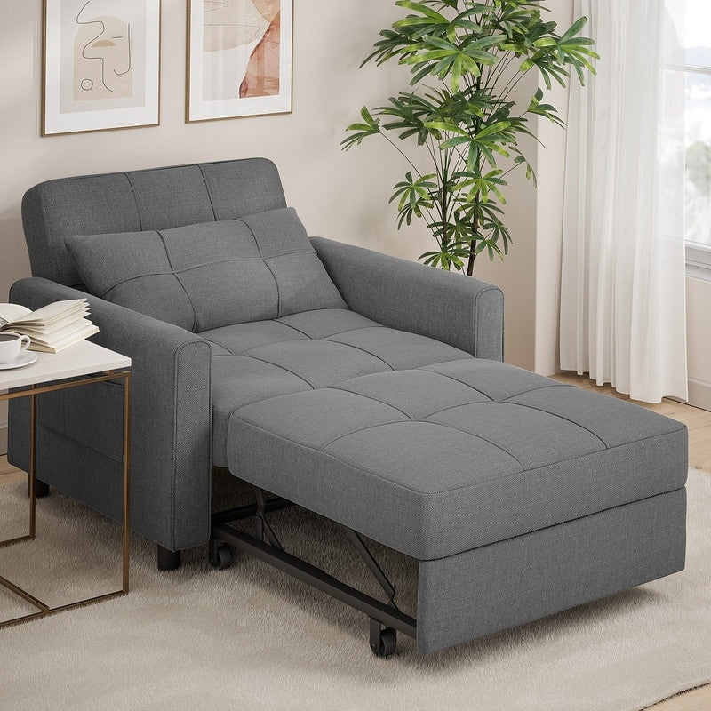 Divano letto regolabile 3 in 1, divano con poltrona estraibile, letto pieghevole convertibile per soggiorno
