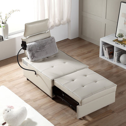 Poltrona letto trasformabile 3 in 1, divano reclinabile regolabile con altoparlanti Bluetooth, porte USB e cuscino morbido