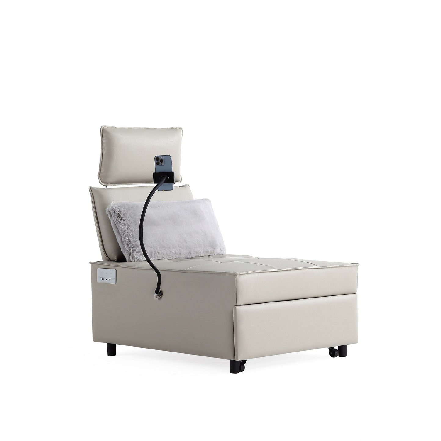 Poltrona letto trasformabile 3 in 1, divano reclinabile regolabile con altoparlanti Bluetooth, porte USB e cuscino morbido