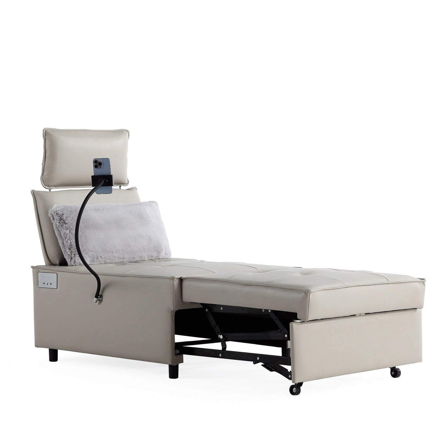 Poltrona letto trasformabile 3 in 1, divano reclinabile regolabile con altoparlanti Bluetooth, porte USB e cuscino morbido