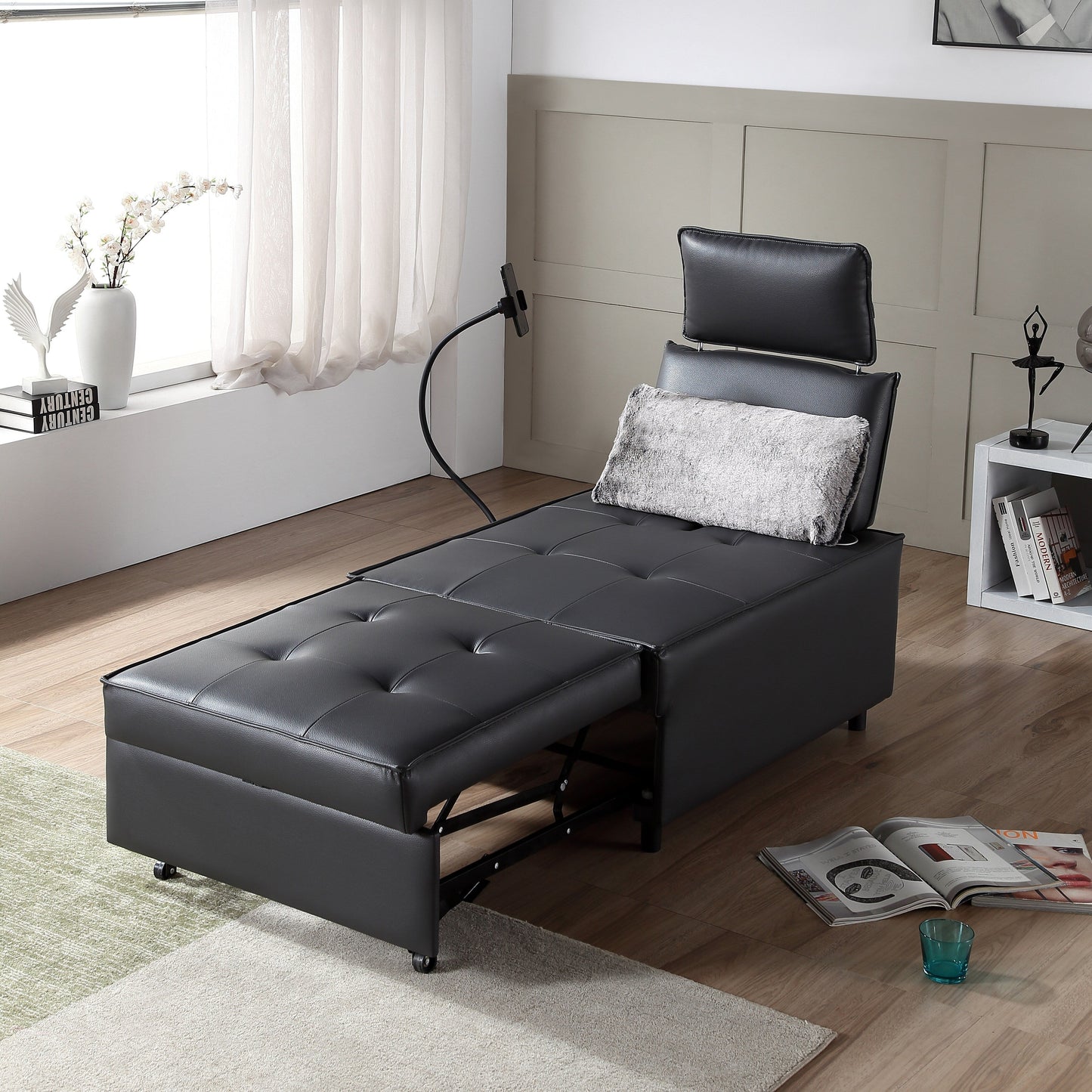 Poltrona letto trasformabile 3 in 1, divano reclinabile regolabile con altoparlanti Bluetooth, porte USB e cuscino morbido