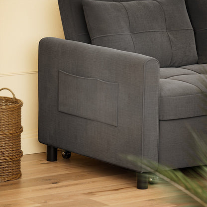 Divano letto trasformabile 3 in 1, divano letto futon con letto estraibile e schienale regolabile