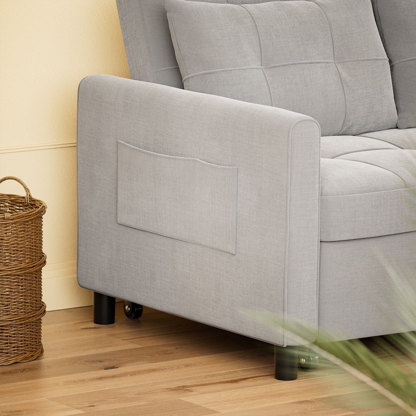 Divano letto trasformabile 3 in 1, divano letto futon con letto estraibile e schienale regolabile