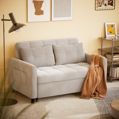 Divano letto trasformabile 3 in 1, divano letto futon con letto estraibile e schienale regolabile