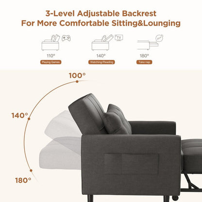 Divano letto estraibile 3 in 1, divano letto imbottito moderno convertibile e regolabile