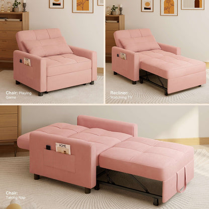 Divano letto estraibile 3 in 1, divano letto imbottito moderno convertibile e regolabile