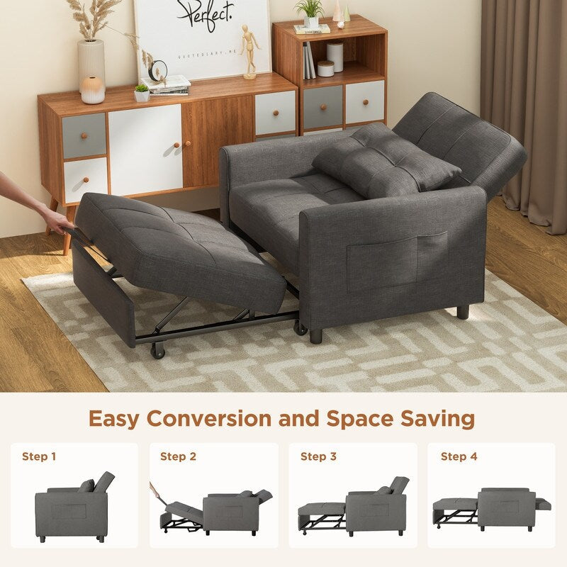 Divano letto estraibile 3 in 1, divano letto imbottito moderno convertibile e regolabile