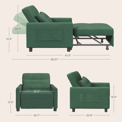 Divano letto estraibile 3 in 1, divano letto imbottito moderno convertibile e regolabile