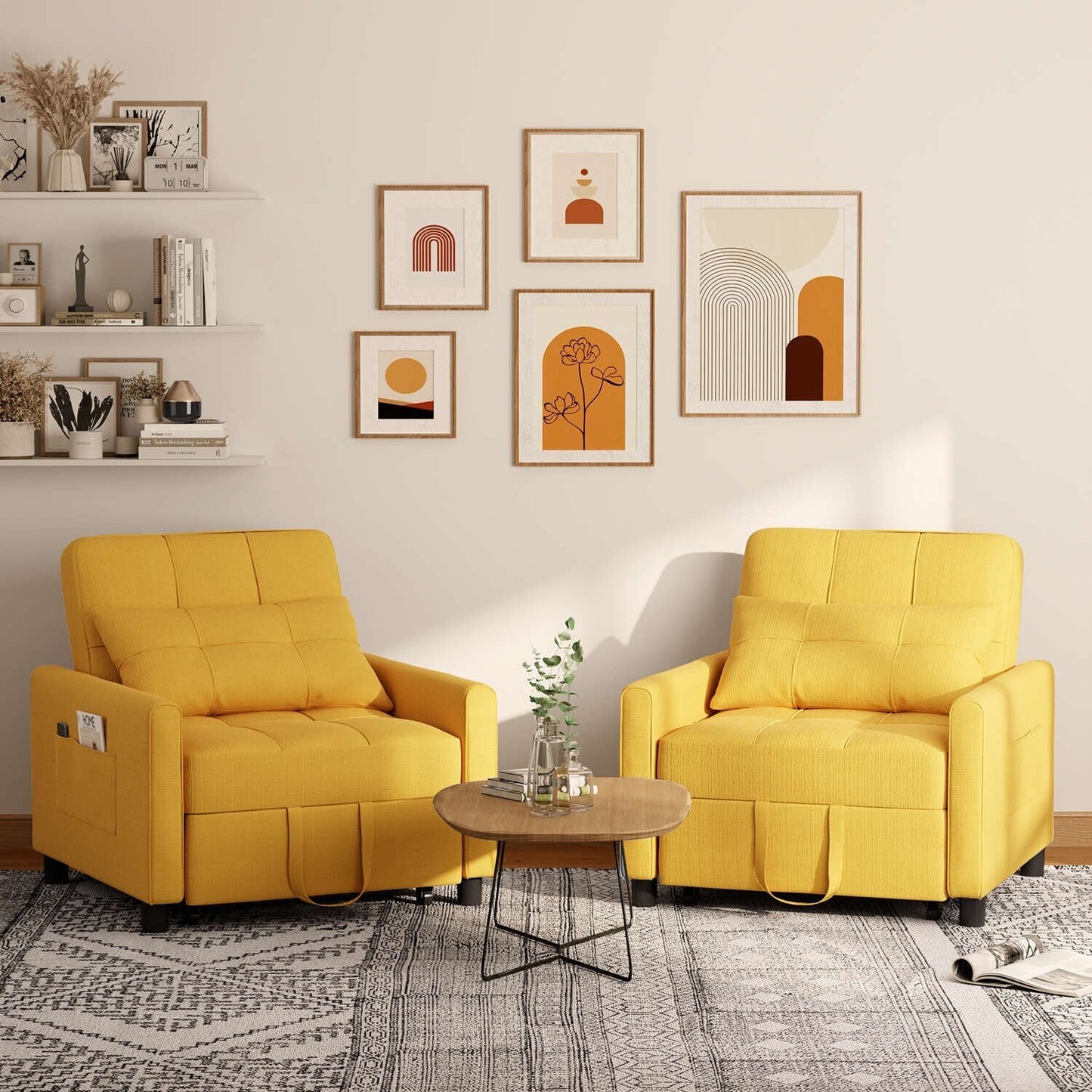 Divano letto estraibile 3 in 1, divano letto imbottito moderno convertibile e regolabile