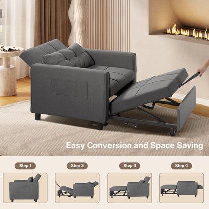 Divano letto estraibile 3 in 1, divano letto imbottito moderno convertibile e regolabile