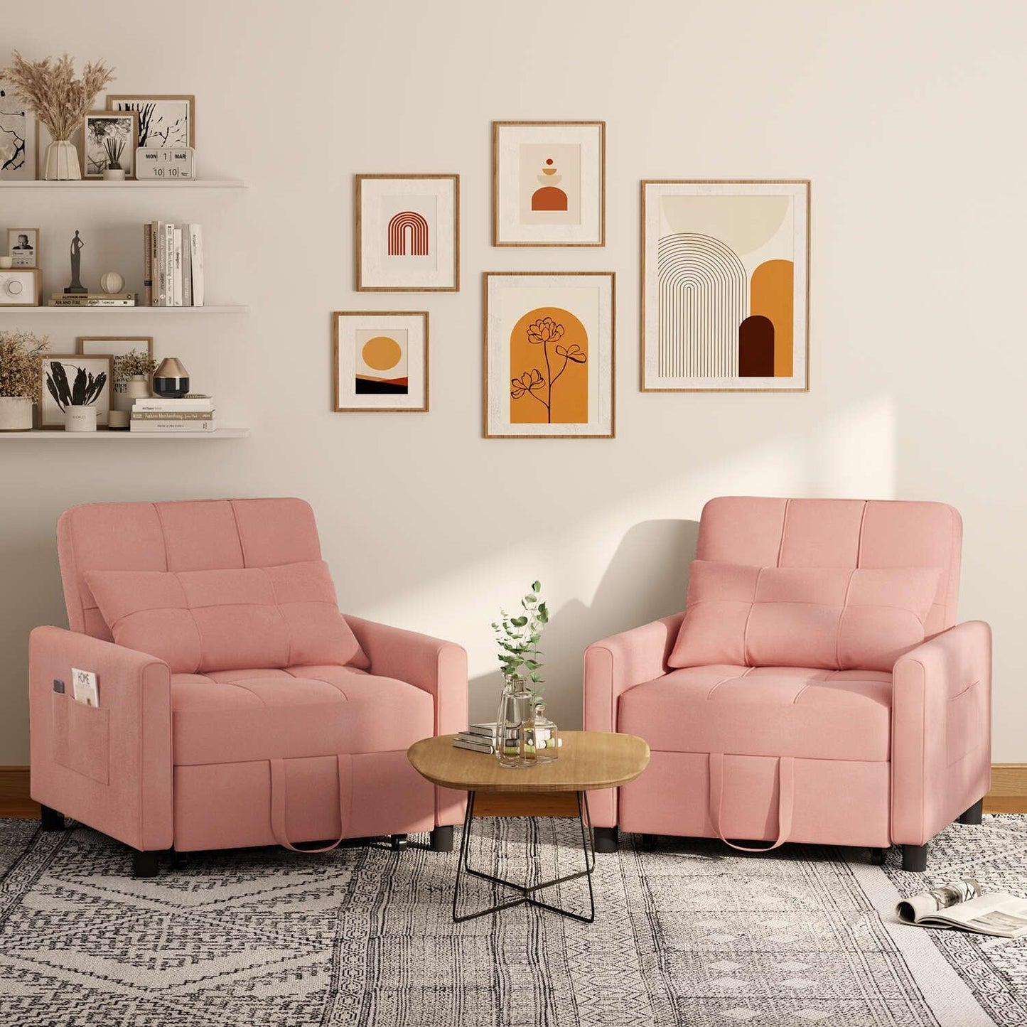Divano letto estraibile 3 in 1, divano letto imbottito moderno convertibile e regolabile