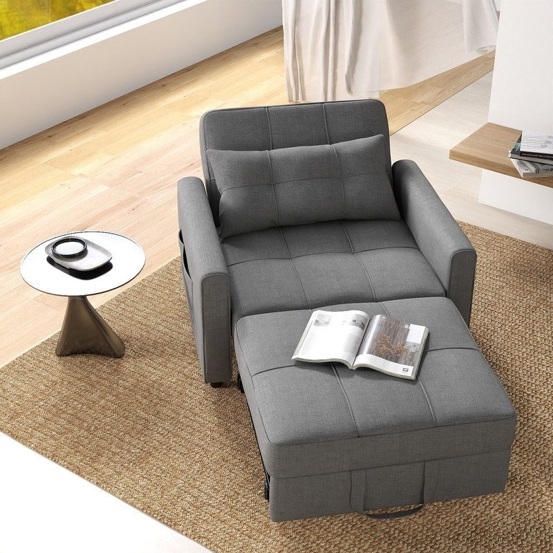 Divano letto estraibile 3 in 1, poltrona letto imbottita, pieghevole, regolabile e convertibile