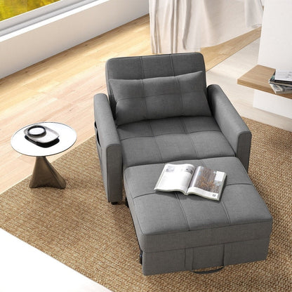 Divano letto estraibile 3 in 1, poltrona letto imbottita, pieghevole, regolabile e convertibile