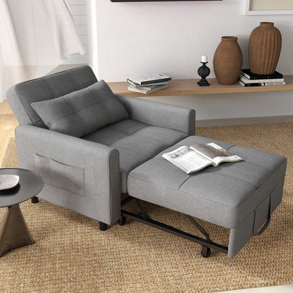 Divano letto estraibile 3 in 1, poltrona letto imbottita, pieghevole, regolabile e convertibile