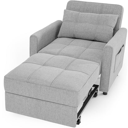 Divano letto estraibile 3 in 1, poltrona letto imbottita, pieghevole, regolabile e convertibile