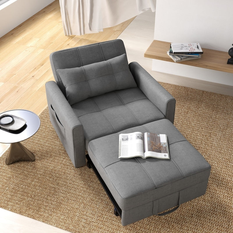 Divano letto estraibile 3 in 1, poltrona letto imbottita, pieghevole, regolabile e convertibile