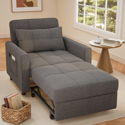Divano letto estraibile 3 in 1, poltrona letto imbottita, pieghevole, regolabile e convertibile