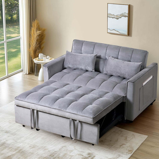 Divano letto 3 in 1 in velluto con schienale regolabile